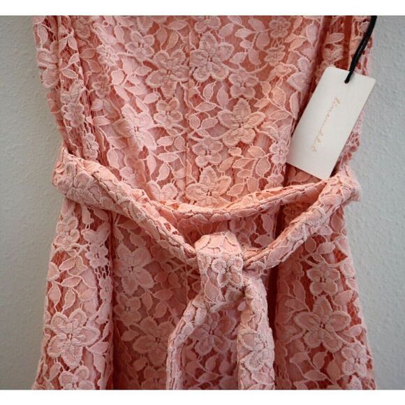 Line & Dot LR6201B Women's Sz Small Pink Floral Lace Sleeveless Lined Romper - Picture 3 of 12